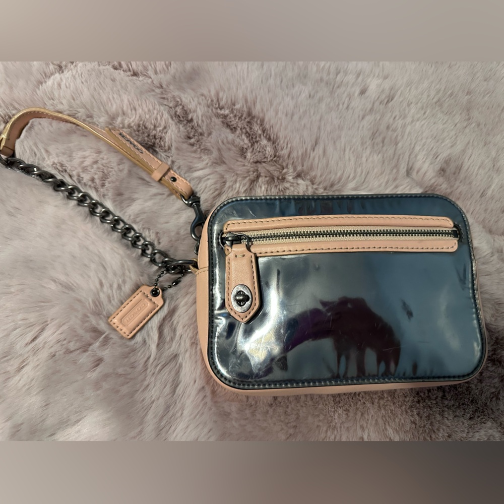 Coach Glossy Navy and Tan Crossbody Bag